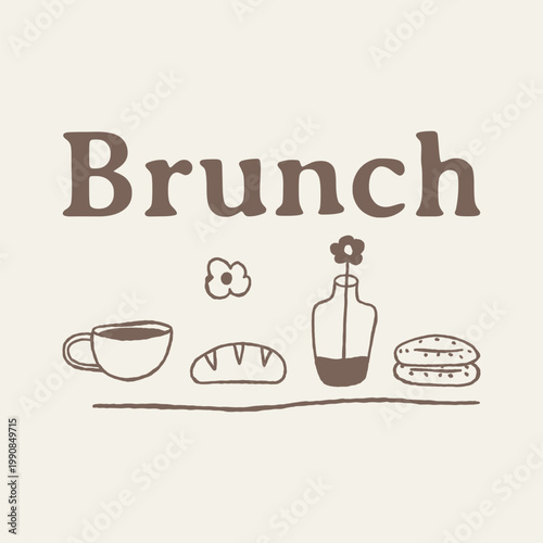 hand drawn brunch food doodle illustration
