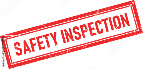 Red Grunge Rubber Stamp Impression of Safety Inspection Message Design
