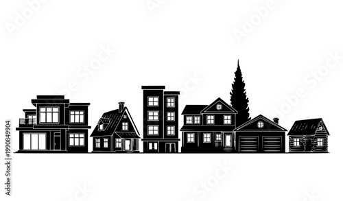 House silhouette vector set home building architecture illustration