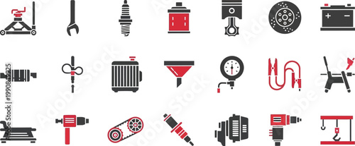 Essential tools and components for automotive repair and maintenance Vector