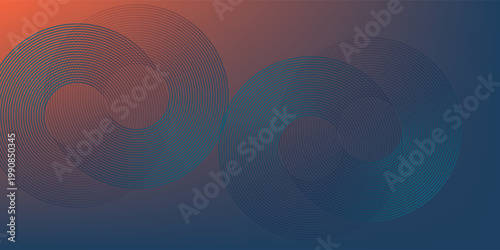 Abstract Overlapping Circular Rings With Gradient Blue And Orange Background For Modern Design