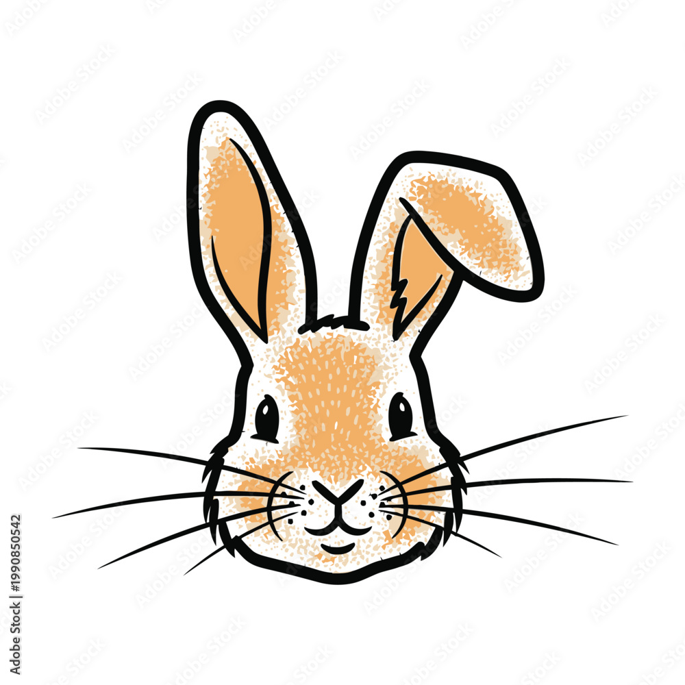 Fototapeta premium Cute Orange Bunny Rabbit Face Portrait Closeup