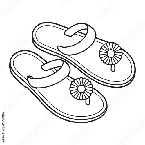 A pair of sandals with flower decorations