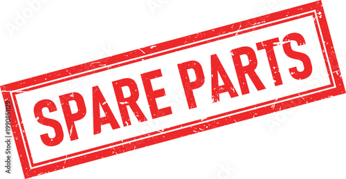 Red Distressed Rubber Stamp Impression with the Text Spare Parts Inside