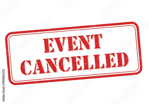 Event cancelled notice displayed on a smartphone screen isolated on transparent background