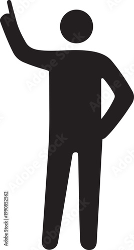 Person Pointing Up Icon Vector Idea and Direction Signage Silhouette
