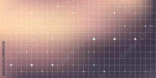 a purple and orange gradient background with white stars.