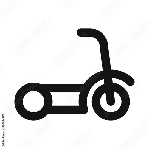 Kick scooter icon. This modern kick scooter outline icon features a sleek and minimal design that perfectly represents urban travel and active play.