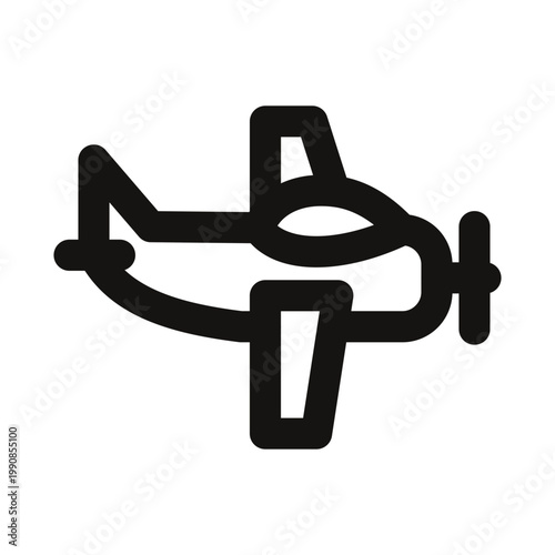 Plane toy icon. This modern plane toy outline icon features a sleek and minimal design that perfectly represents aviation hobbies and childhood play.