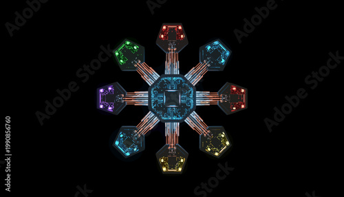 Colorful Ferris wheel at night.