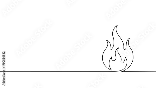 minimalist fire line art. fire icon continuous line art for heat flame and warning concept