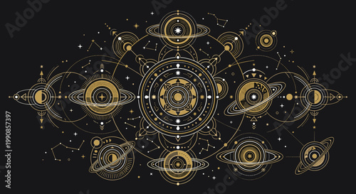 Planets and stars in space.