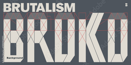 Brutalism inspired graphic design featuring angular architectural forms