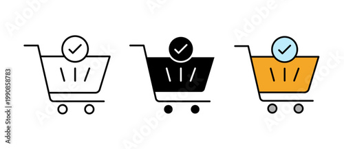 Order Confirmation Icon illustration for purchase verification and transaction success with stroke filled and colored icon set.