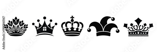 Collection of five different crown silhouettes