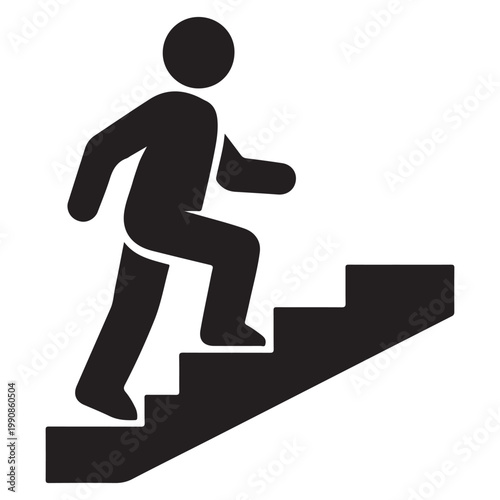 Walking up the stairs or staircase icon vector silhouette 
