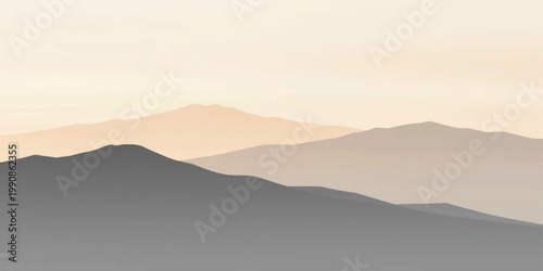 A serene landscape showcases the majestic peaks of rolling mountains. The minimalist, high-angle shot provides a calming vibe.