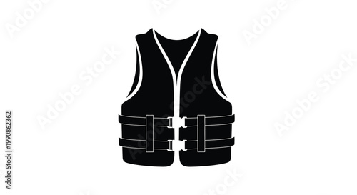 A simple black and white illustration of a life vest