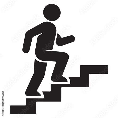 Walking up the stairs or staircase icon vector silhouette 
