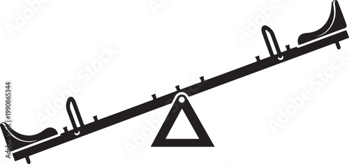 Simple black and white illustration of a classic seesaw playground equipment