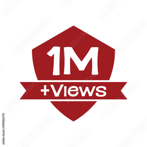 One Million Views Celebration Badge with Red Shield and Ribbon