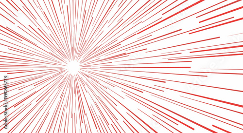 Abstract radial burst of red lines emanating from a bright white center, symbolizing speed, energy, and motion