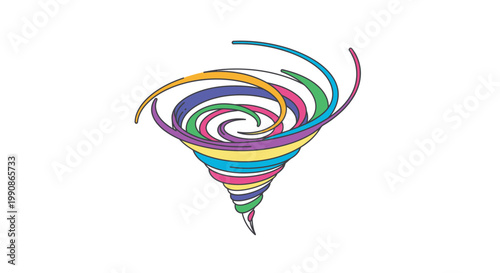 Colorful swirling vortex abstract graphic design, vortex, whirlpool, tornado, spiral, rainbow colors, dynamic motion