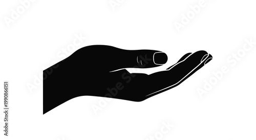 A black silhouette of an open human hand palm up