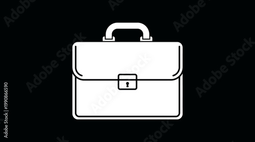 A simple line drawing of a briefcase on a black background, Pedro Tavi