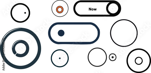 Vector Icon of a Radio Button Selected in Outline Style, Circle with Filled Dot Inside, Minimal Line Art, Isolated on White Background, UI Selection Control Symbol Illustration