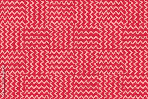 Abstract geometric pattern background with red fabric texture zig zag wavy lines square simple shapes. Seamless pattern for decoration, textile, wallpaper, scrapbook, wrapping, paper, packaging, cove