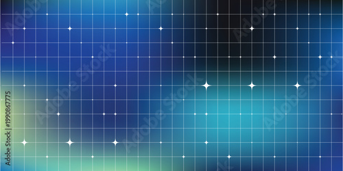 a blue and green starry night sky with white stars.