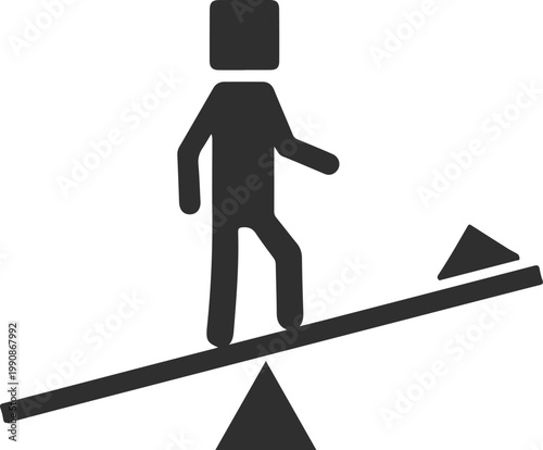 Person walking on a seesaw icon