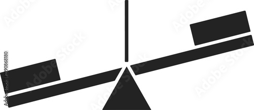 Simple icon of a seesaw with two blocks on a white background