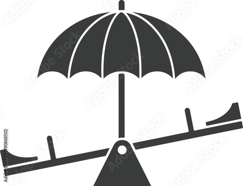 Seesaw with umbrella icon