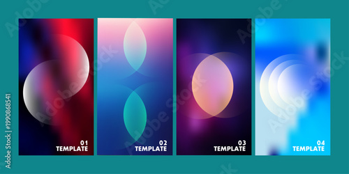 Abstract gradient backgrounds a vibrant collection of four modern vertical templates for design projects