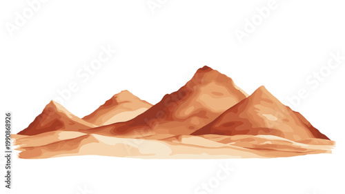White Desert. White Desert hand drawn watercolor illustration on white background