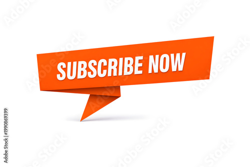 orange subscribe now button on white background