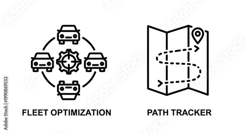 Vehicle fleet optimization management and path tracker navigation map icons