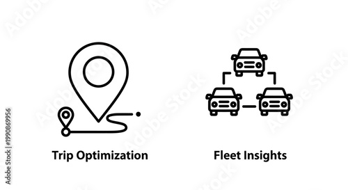 Trip optimization map pin and fleet insights vehicle connection icons
