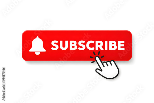 Subscribe button with bell icon and hand cursor