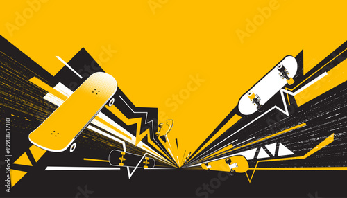 Skateboard background design. Extreme sport concept
