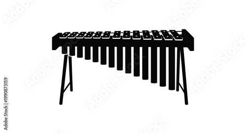 A black silhouette of a musical instrument a xylophone against a white background silhouette