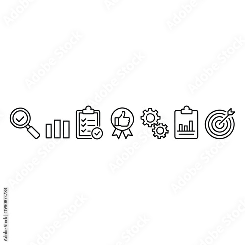 Set of quality control icons. collection of thin line icons for web and mobile. Modern minimalistic flat design.