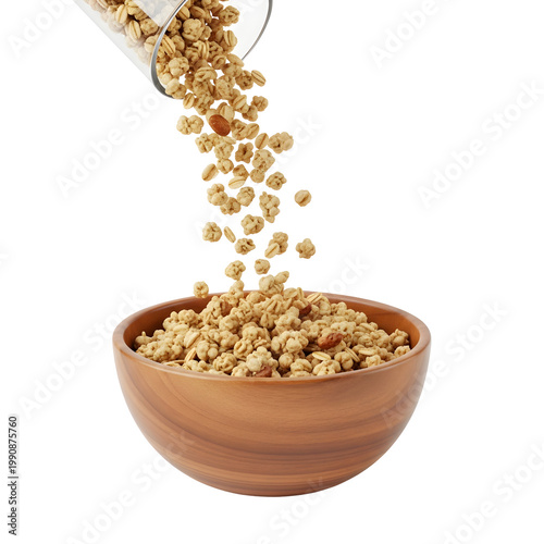 Brown cereal granola in bowl.