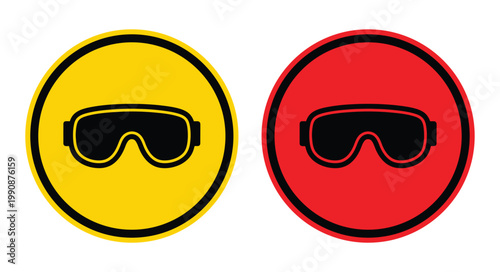 Industrial safety goggles required sign protective eyewear symbol for workplace safety Warning Sign Vector