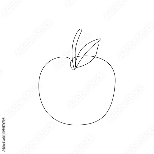 Apple one line drawing. Vector illustration, minimalist style.
