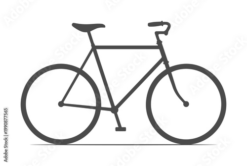 Minimalist bicycle silhouette vector, classic road bike icon for sports and fitness branding, black cycling transport graphic for urban mobility isolated on White Background