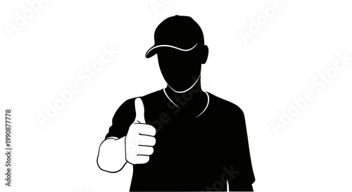Man giving a thumbs up gesture a striking black silhouette