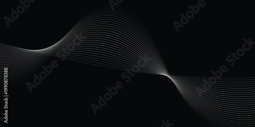 abstract creative black white blend wavy line design on dark for business card, poster, background.